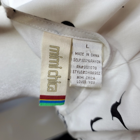 Mimi Chica Sleeveless Birds Pattern Mini Dress W/ Pockets Size Large - Picture 6 of 14